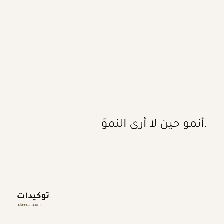توكيد النموّ: أنمو حين لا أرى النموّ.