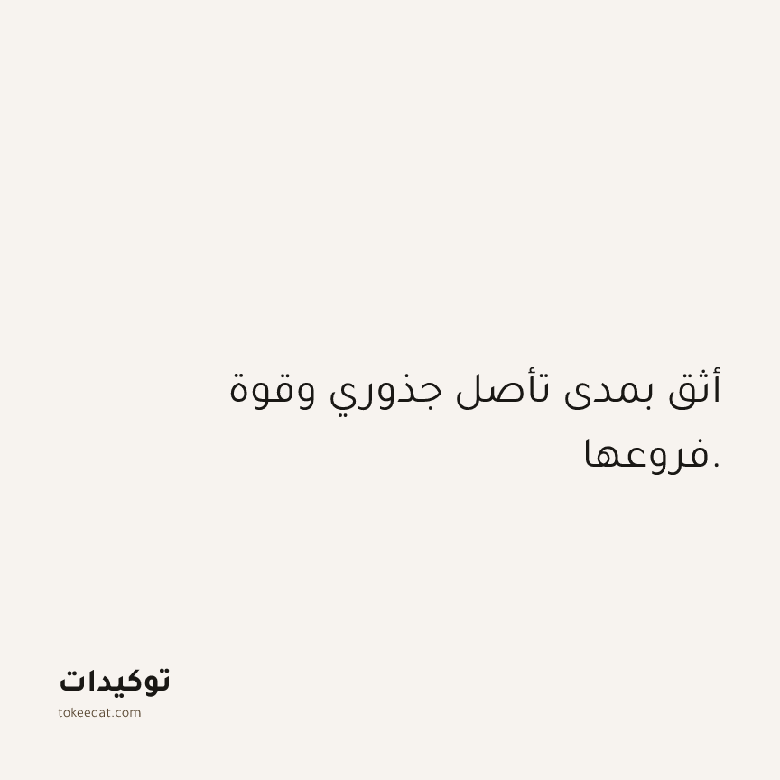 توكيد الثقة: أثق بمدى تأصل جذوري وقوة فروعها.